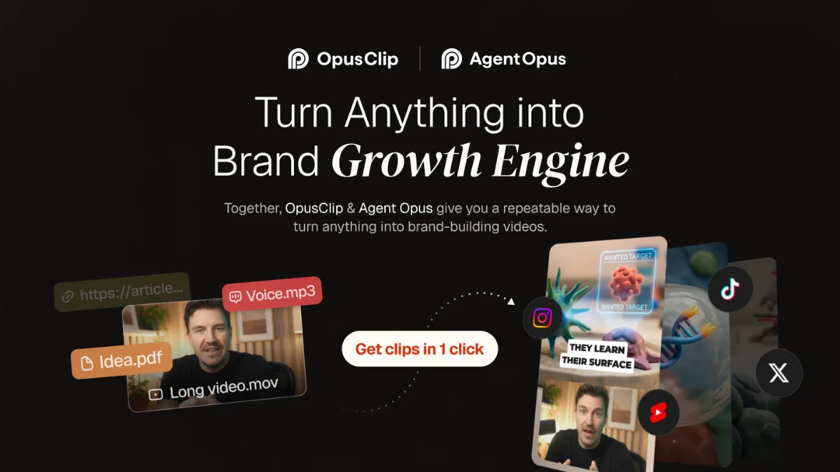 OpusClip y Agent Opus, juntos.