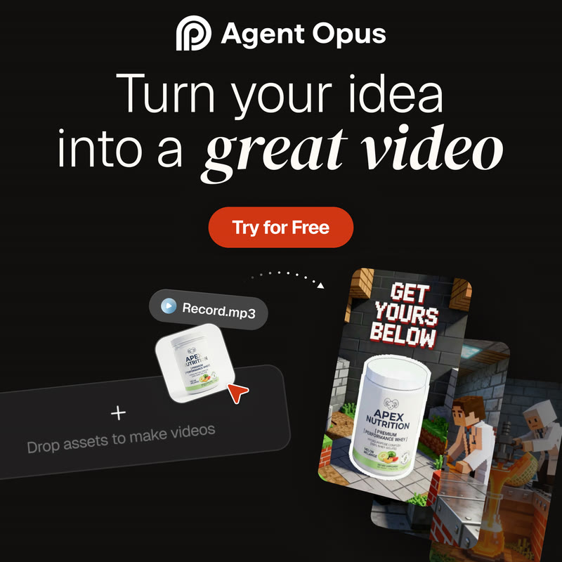 OpusClip — Turns a long video into short clips with AI: finds the best moments, reframes and captions them.