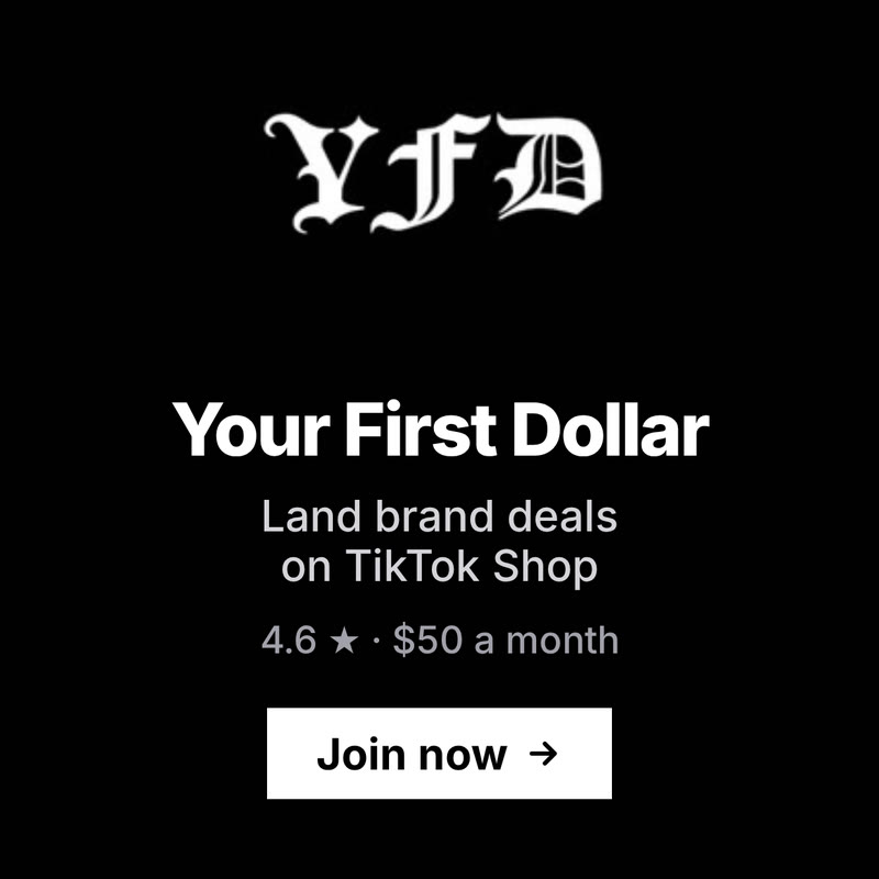 Your First Dollar — A creator and brand marketplace for TikTok Shop: land brand deals, with live sessions and support for beginners.